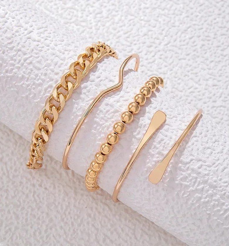 4Pcs Punk Curb Cuban Chain Bracelet image