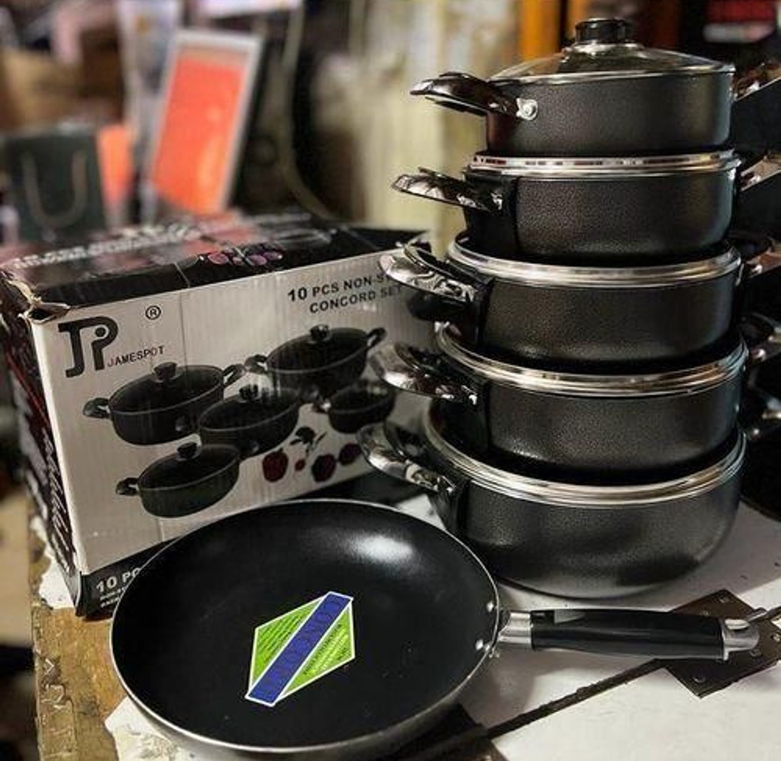 JP Jamespot 10Pcs Heavy Non-Stick Granite Cooking Pot/Sufuria With Pan Cookware set Jamespot. image