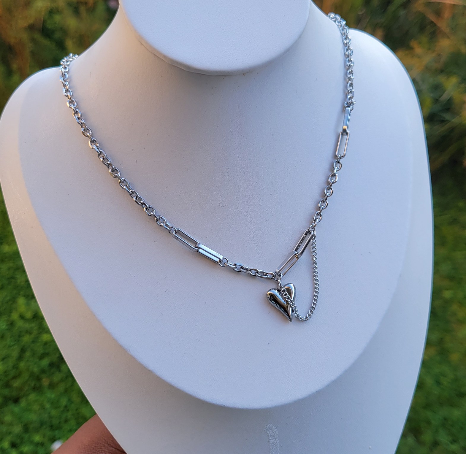 Silver chunky loveheart  image