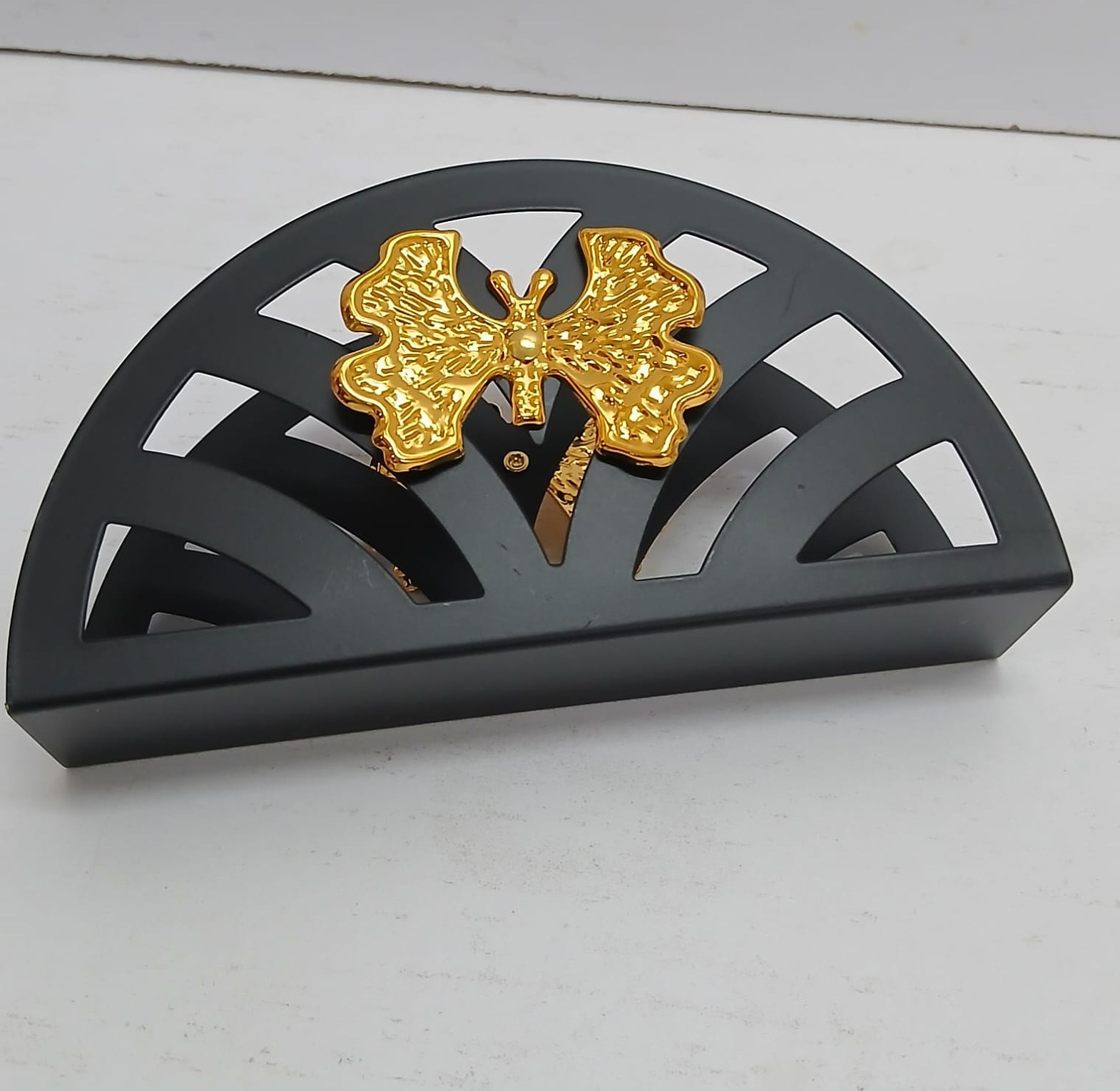 Black & Gold Napkin Holder, Modern Metal Table Organizer for Dining Rooms image