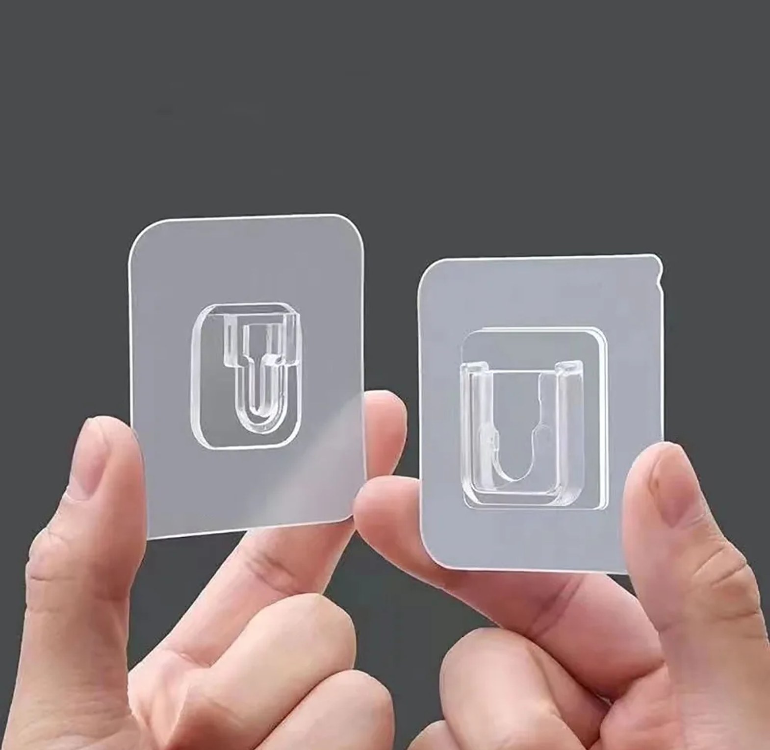5 pair Heavy Duty Double-Sided Adhesive Wall Hooks for Router & Power Strip Holder - No-Drill Removable No-Trace Wall Mounts Double Sided Adhesive Wall Hooks image