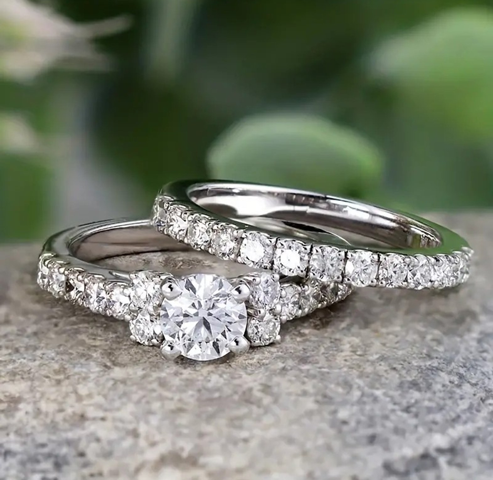 Double cubic zirconia ring set image